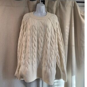 Aerie Cream Cable Knit Oversized Sweater XL TG